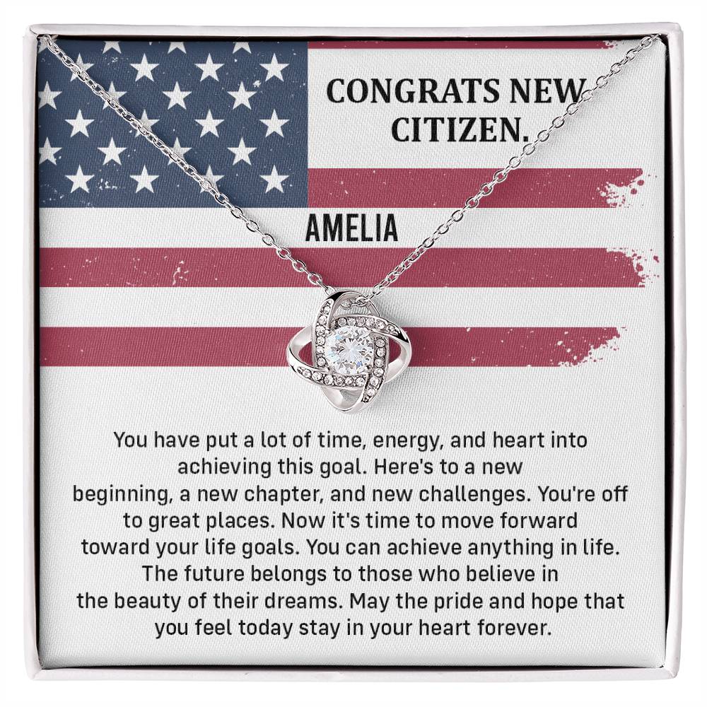 Congrats Necklace For New U.s. Citizen Amelia Necklace For New U.s. Citizen Necklace With Citizenship Message Gift For Citizenship Milestone Necklace For Official U.S Citizen Gift For American Citizenship Success Necklace For US Naturalization Celebration