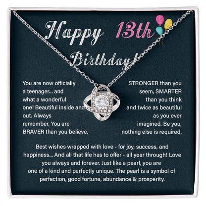 13th Birthday Necklace for Girl – Sentimental Gift with Pearl Message