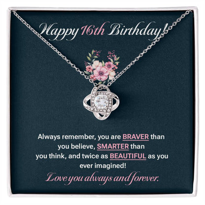 Sweet 16 Birthday Necklace Gift for Girl – Elegant Floral Message Box