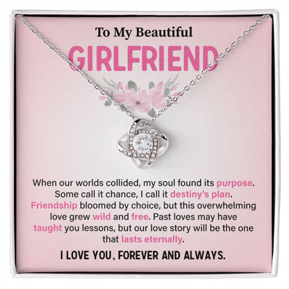 To My Beautiful Girlfriend Necklace Love with Destiny Message Card