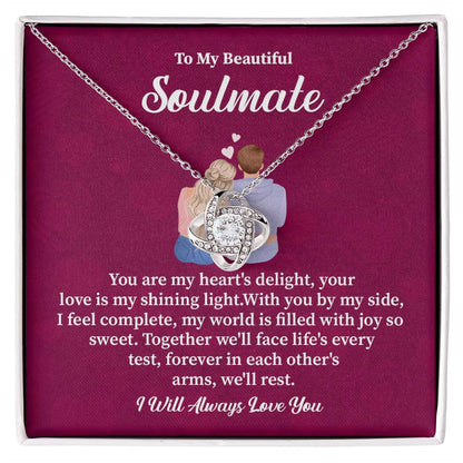 Soulmate Necklace Gift with Romantic Quote Card