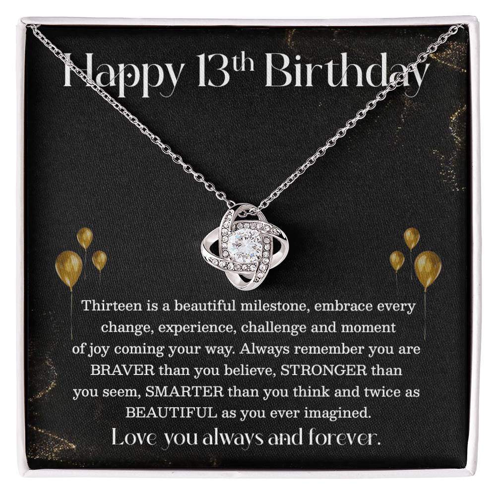 13th Birthday Necklace for Teen Girl – Elegant Gold Balloon Card Gift
