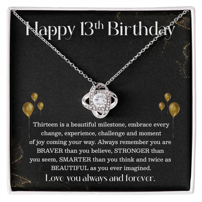 13th Birthday Necklace for Teen Girl – Elegant Gold Balloon Card Gift
