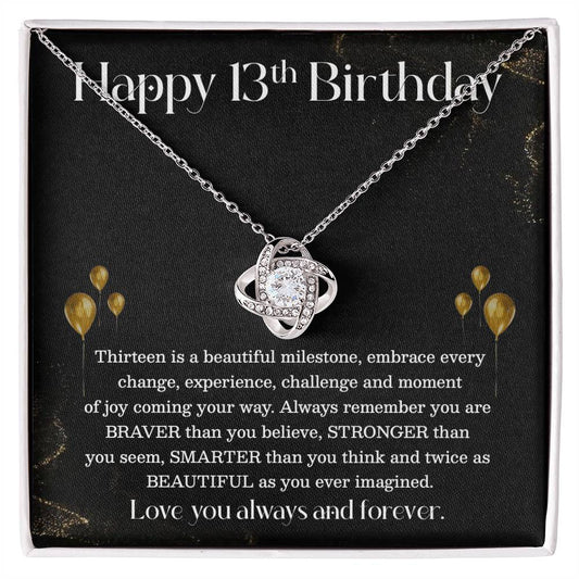 13th Birthday Necklace for Teen Girl – Elegant Gold Balloon Card Gift