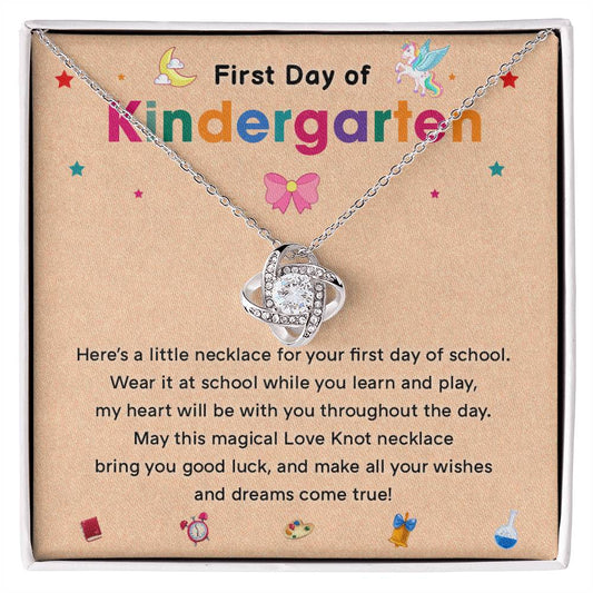 First Day Of Kindergarten Necklace Gift First Day Of Kindergarten Gift Kindergarten Necklace Magical Love Knot Necklace Heartfelt Jewelry For Kids Special Gift For First Day Meaningful Gift For Young Learners Special Memories Necklace