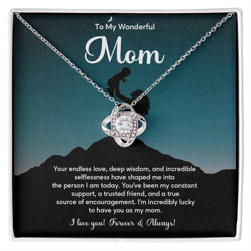 To My Wonderful Mom Elegant Jewelry Thoughtful Necklace For Love And Care Sweet Gift For Lifelong Support Sentimental Jewelry Heartfelt Necklace For Lifelong Bond Thank You Pendant For Support Sentimental Necklace Thank You Gift