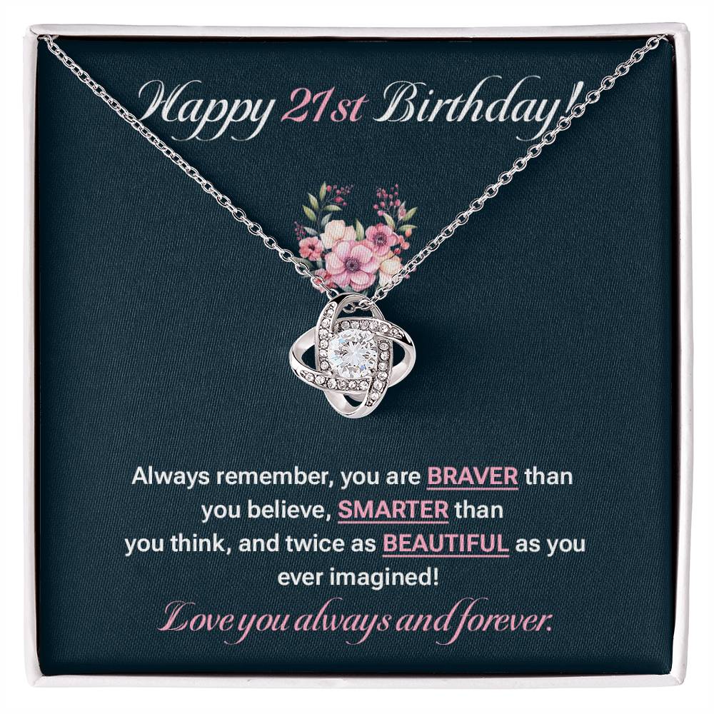 21st Birthday Gift Necklace for Daughter – Floral Card Included