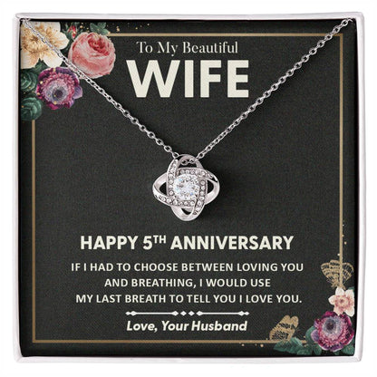 5th Anniversary Necklace Gift for Wife – Love Note Box