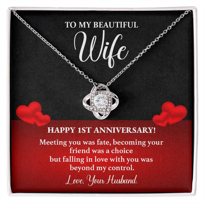 1st Anniversary Necklace for Wife Romantic Gift with Message Card
