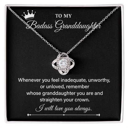 To My Badass Granddaughter Necklace – Empowering Crown Message Card