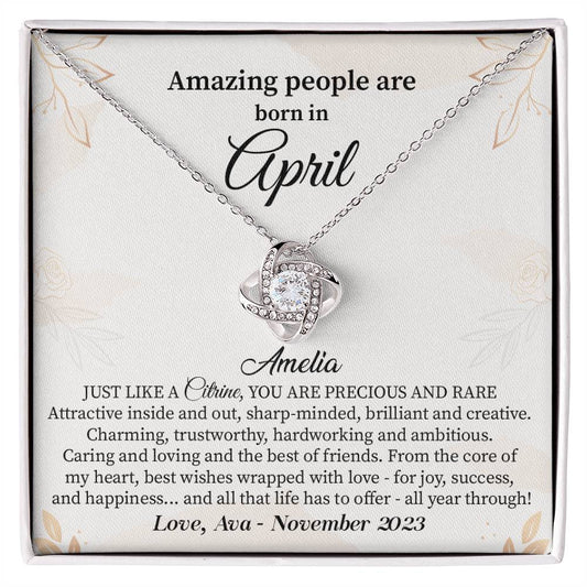 April Birthday Gift for Her – Elegant Necklace with Card