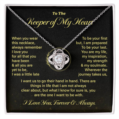 Keeper of My Heart Necklace Gift with Message Card