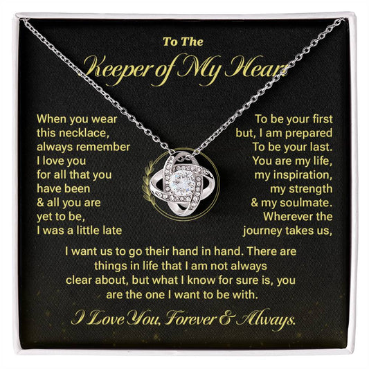 Keeper of My Heart Necklace Gift with Message Card