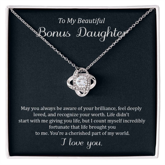 Bonus Daughter Gift from Stepmom with Love Knot Necklace