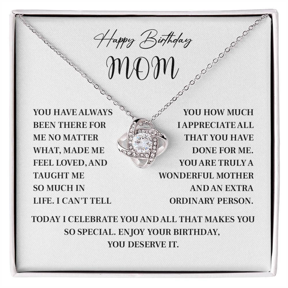 Happy Birthday Necklace Gift for Mom with Sentimental Message Card