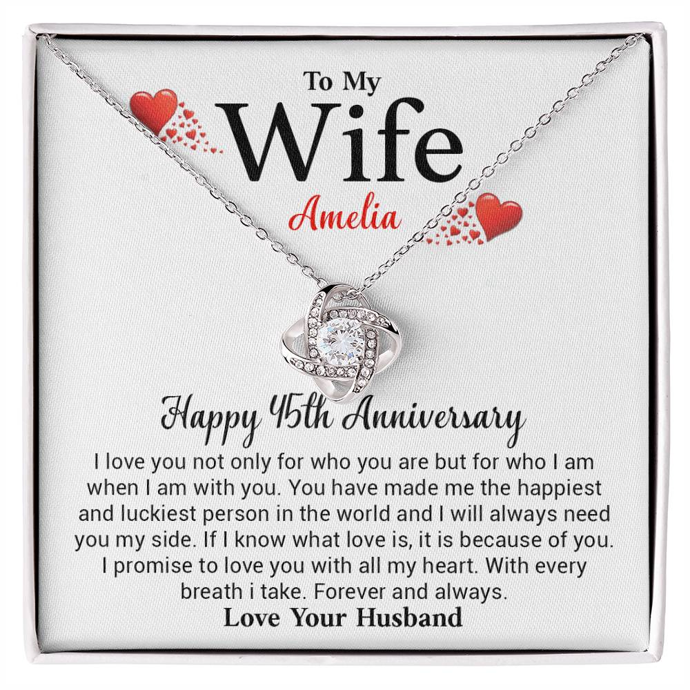 To My Wife Amelia Necklace – Romantic 15th Anniversary Jewelry Gift, Celebrating Love, Happiness, And A Lifetime Together