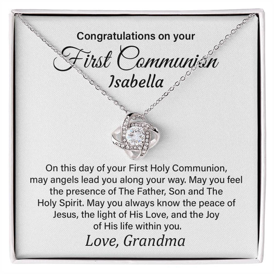 Congratulations On Your First Communion Isabella Elegant Jewelry Thoughtful Necklace For Peace And Joy Loving Pendant With A Holy Message Custom Loving Pendant For A Holy Day Thoughtful Gift For A Special Ceremony