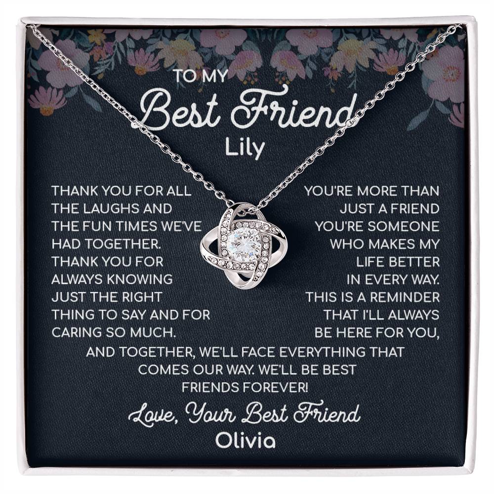 To My Best Friend, A Bond Like No Other Necklace Heart's Delight Necklace Thankful For Our Memories Together Gift Necklace Of Heartfelt Appreciation Necklace Of Unconditional Friendship Best Friends Forever Jewelry Heartfelt Message With Necklace