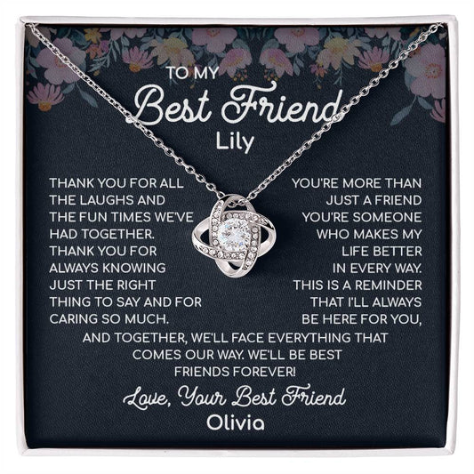 To My Best Friend, A Bond Like No Other Necklace Heart's Delight Necklace Thankful For Our Memories Together Gift Necklace Of Heartfelt Appreciation Necklace Of Unconditional Friendship Best Friends Forever Jewelry Heartfelt Message With Necklace