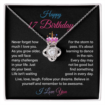17th Birthday Necklace Gift for Her – Inspirational Message Card