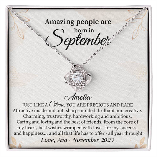 September Birthday Gift for Her – Necklace with Gift Card
