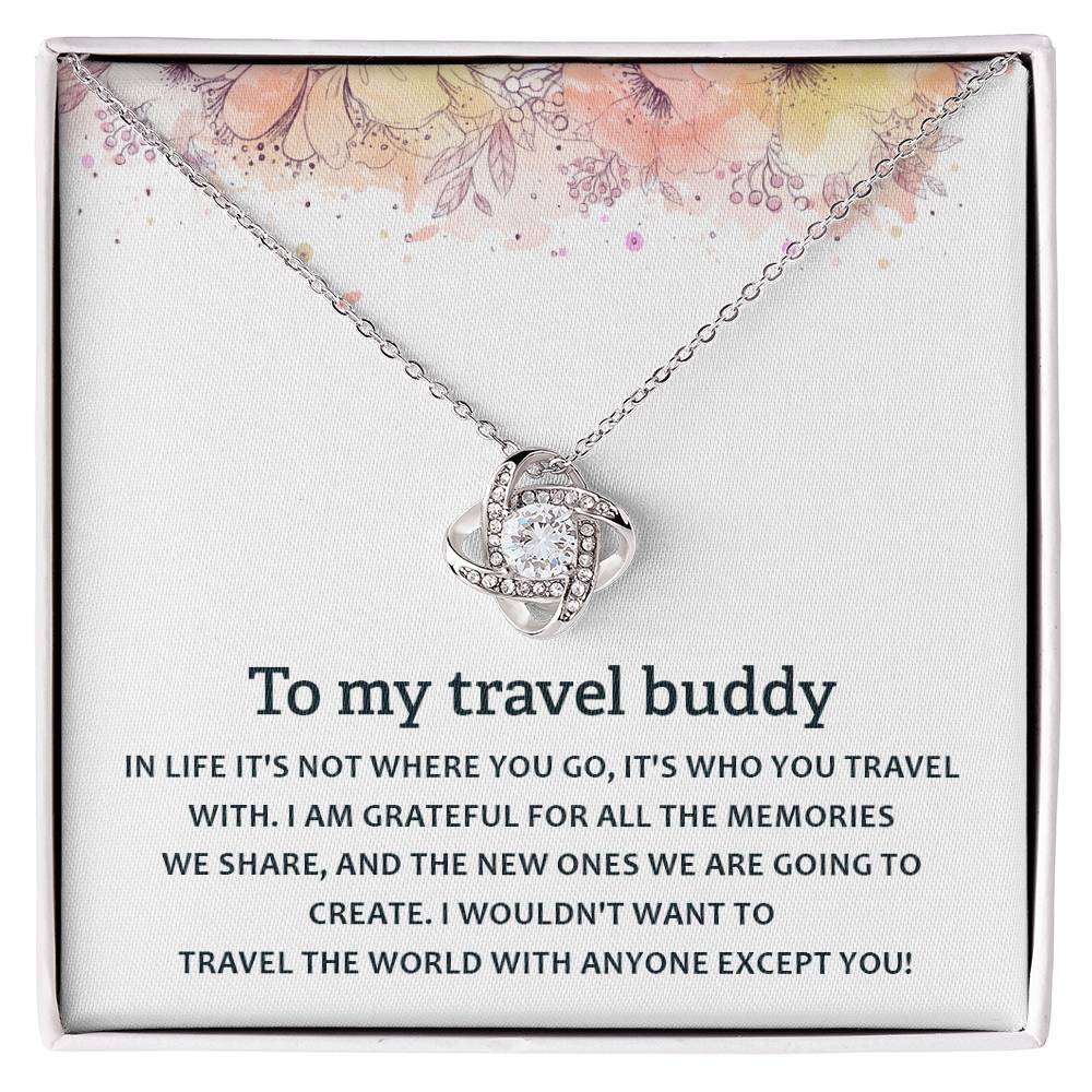Travel Buddy Necklace Gift – Adventure Message Card for Her