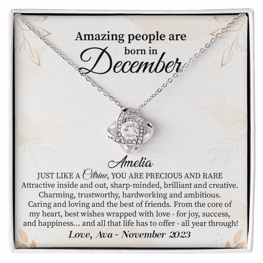 December Birthday Gift for Her – Jewelry with Card & Box