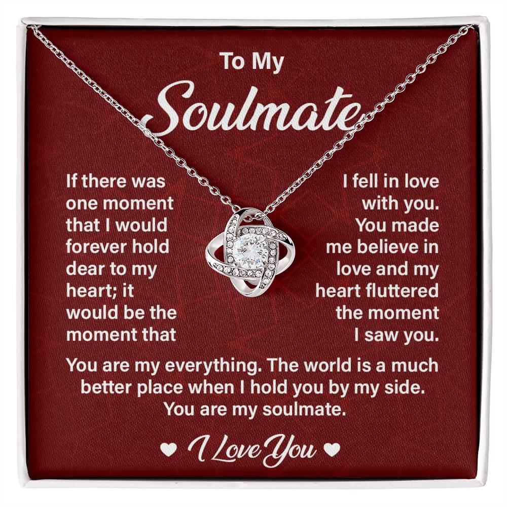 Soulmate Necklace Gift for Her with Love Quote