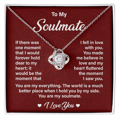 Soulmate Necklace Gift for Her with Love Quote