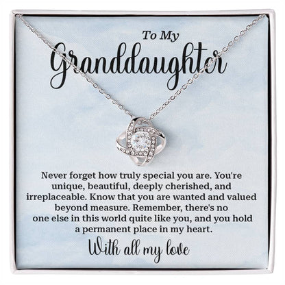 Cherished Granddaughter Necklace with Sentimental Card