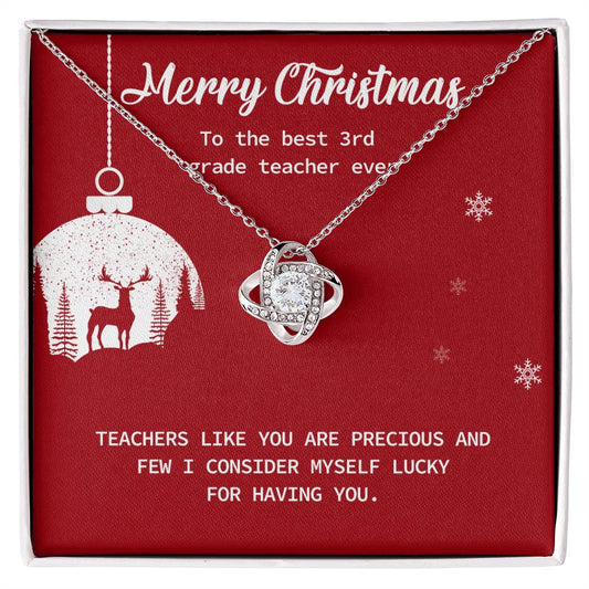 To The Best 3rd Grade Teacher Merry Christmas Necklace Gift Gift From Your Student Necklace Gift For Teacher Teacher Necklace Gift Heartfelt Necklace For Teacher Thank You Necklace For Teacher