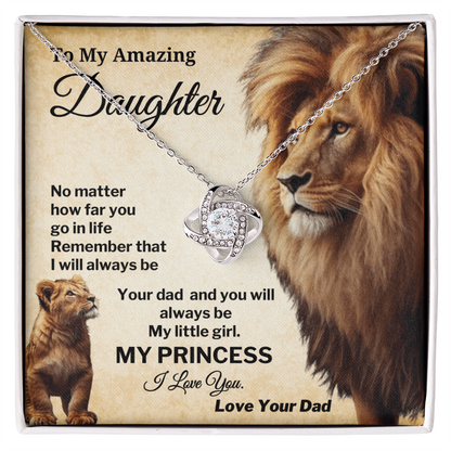 Gift for Daughter from Dad Love knot Necklace with My Princess Message Card