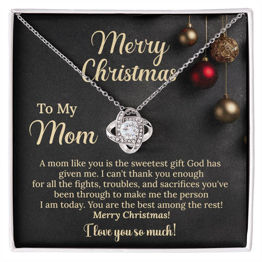 To My Mom A Heartfelt Necklace Gift Merry Christmas Necklace Gift Best Mom Necklace Mother's Day Necklace Sentimental Jewelry Gift Special Gift For Mom Love Necklace For Mom Thank You For Your Sacrifices