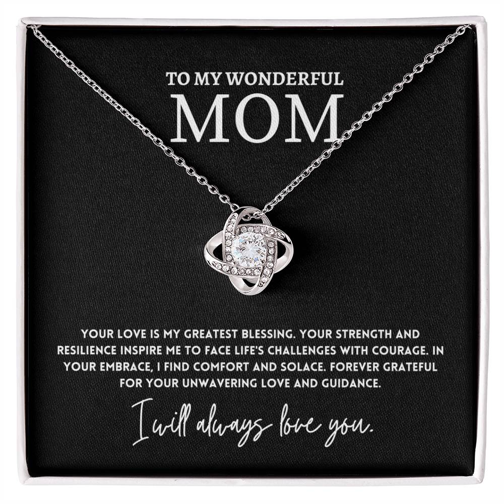 To My Wonderful Mom, Greatest Blessing Necklace Gift Love And Guidance Engraved Jewelry Best Mother's Day Unwavering Love Jewelry Gift Strength And Love Mother’s Day Jewelry Gift Unique Necklace Necklace Gift From Daughter