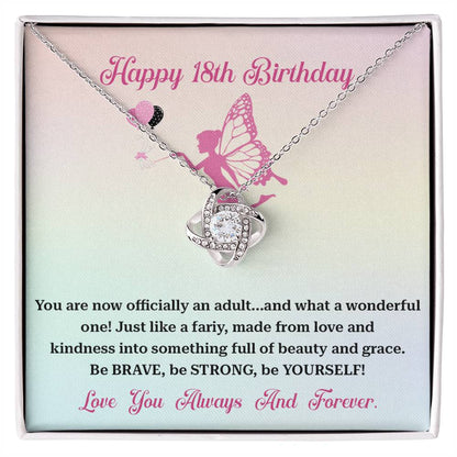 18th Birthday Necklace Gift – Fairy Wings & Brave Message Box