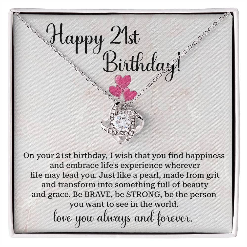 21st Birthday Necklace for Daughter – Gift Box with Message Card