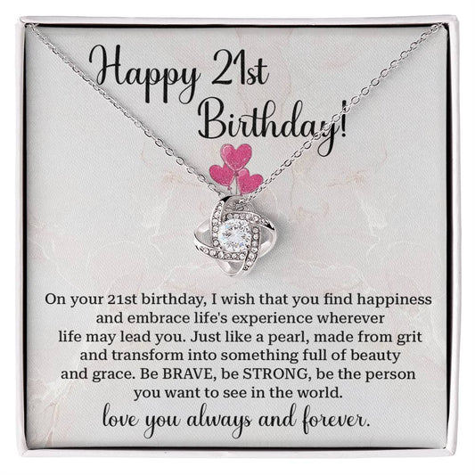 21st Birthday Necklace for Daughter – Gift Box with Message Card