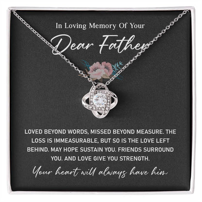 Sympathy Necklace for Loss of Father with Gift Card