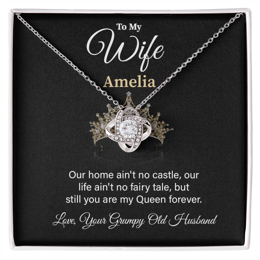 To My Wife Amelia Necklace – Romantic Jewelry Gift From Your Grumpy Old Husband, Celebrating Love And Your Forever Queen