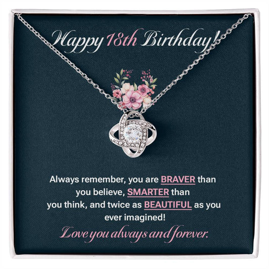 18th Birthday Necklace Gift for Daughter – Floral Message Card