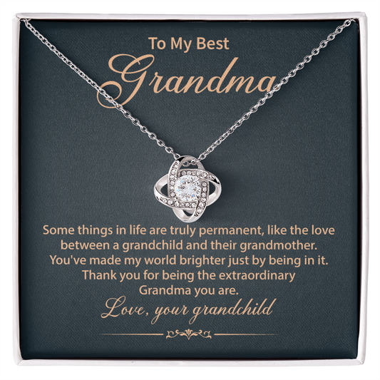 Best Grandma Gift – Elegant Love Knot Message from Grandchild, Heartfelt Keepsake