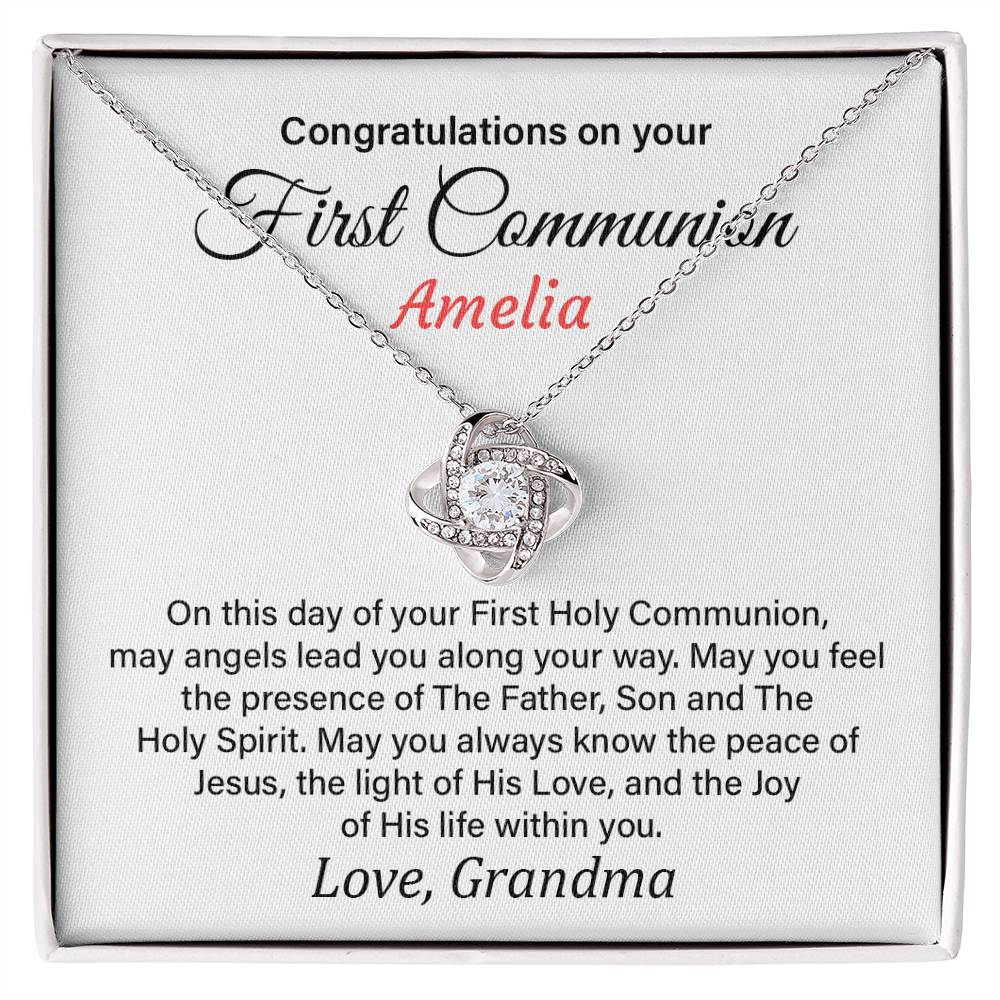 Congratulations On Your First Communion Amelia Elegant Jewelry Thoughtful Necklace For Peace And Joy Loving Pendant With A Holy Message Sentimental Jewelry Gift From Grandma Loving Pendant For A Holy Moment Custom Sentimental Necklace