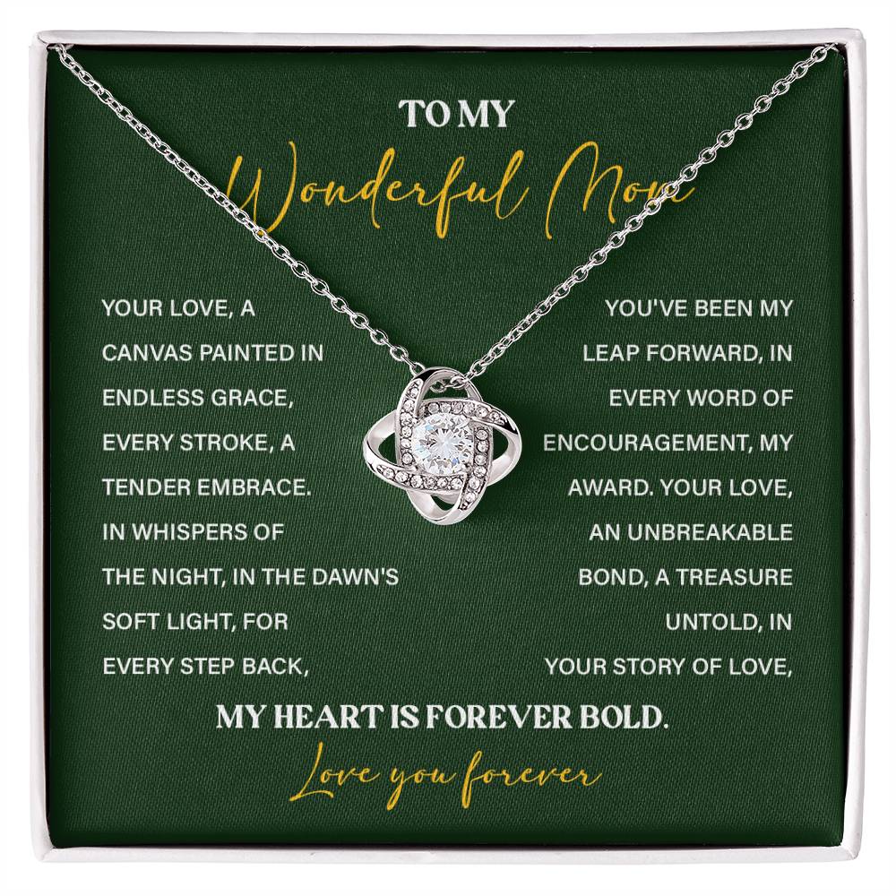 To My Wonderful Mom Necklace with Message Card Gift Box