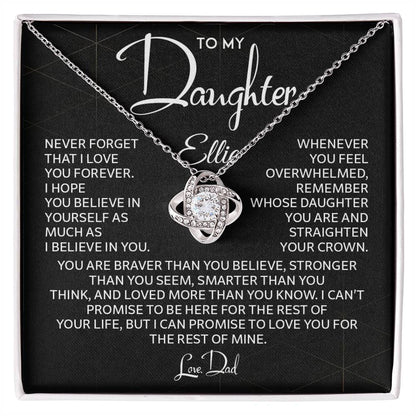 To My Daughter Name Necklace Gift From Dad Proud Dad To (Ellie)