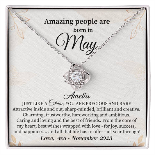 May Birthday Gift for Her – Elegant Necklace with Card