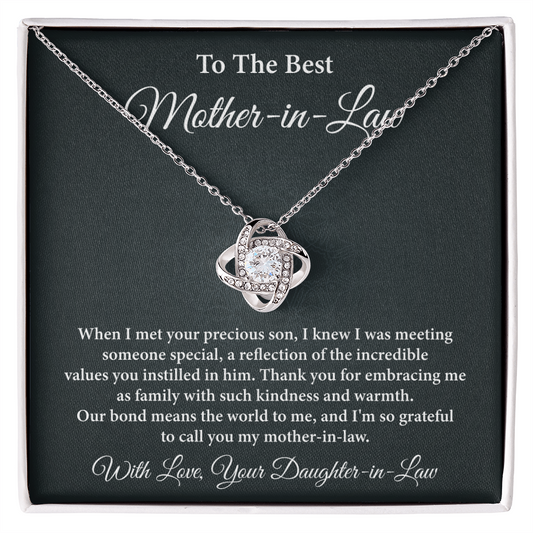 Mother-in-Law Necklace Gift - Elegant Loving Pendant with Heartfelt Note