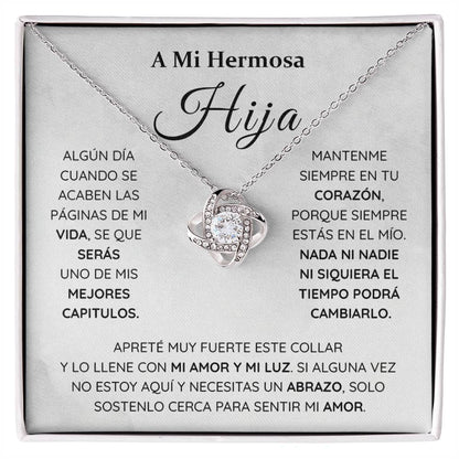 A Mi Hermosa Hija – Collar de Nudo con Tarjeta de Amor Eterno