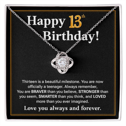 13th Birthday Necklace Gift for Teen Girl – Braver Stronger Loved