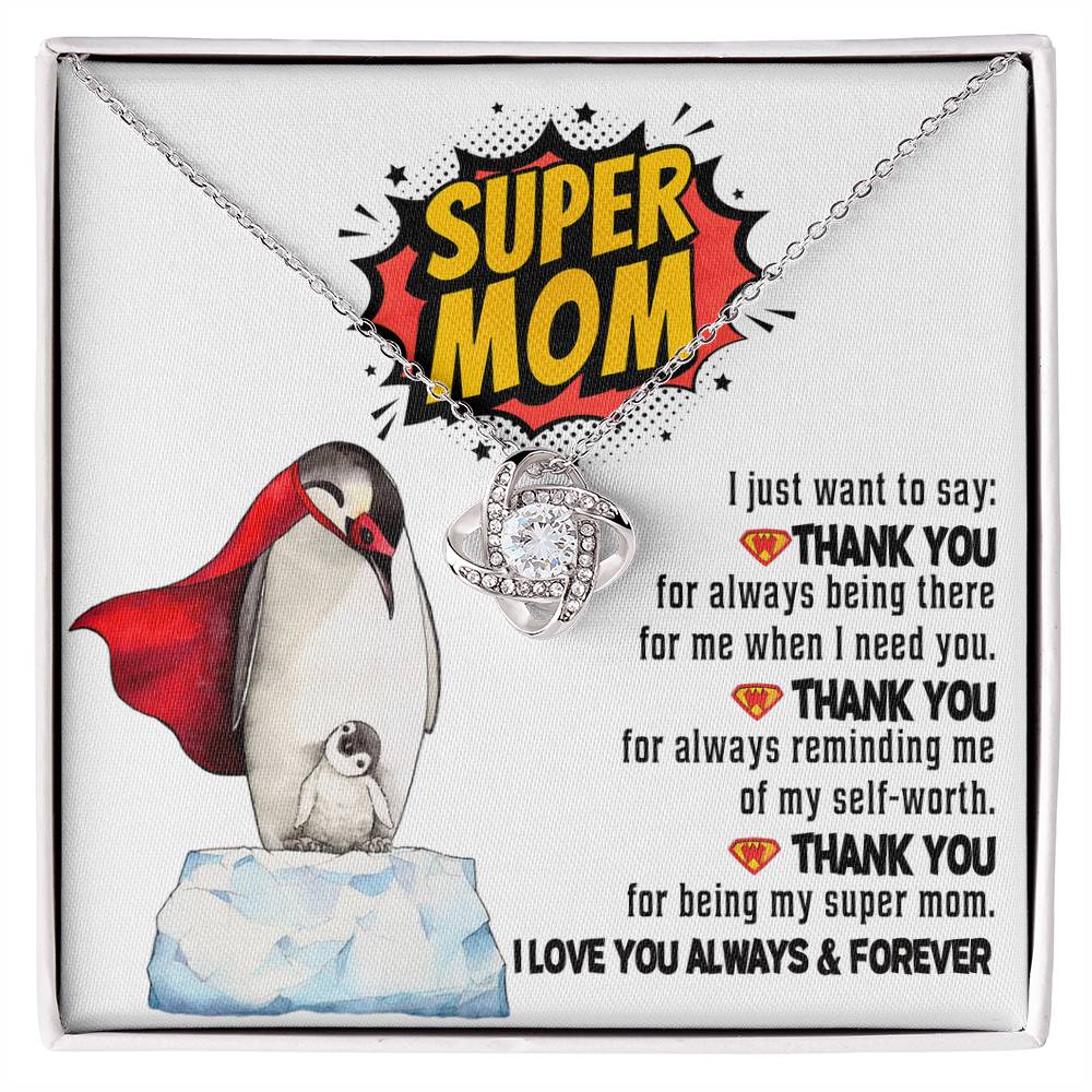 Thank You Super Mom Necklace with Heroic Message Card