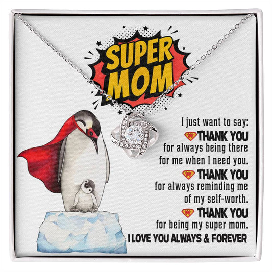 Thank You Super Mom Necklace with Heroic Message Card